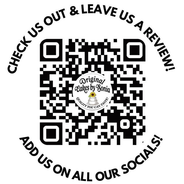 Our QR sticker: check us out, leave us a review, add us on all our socials